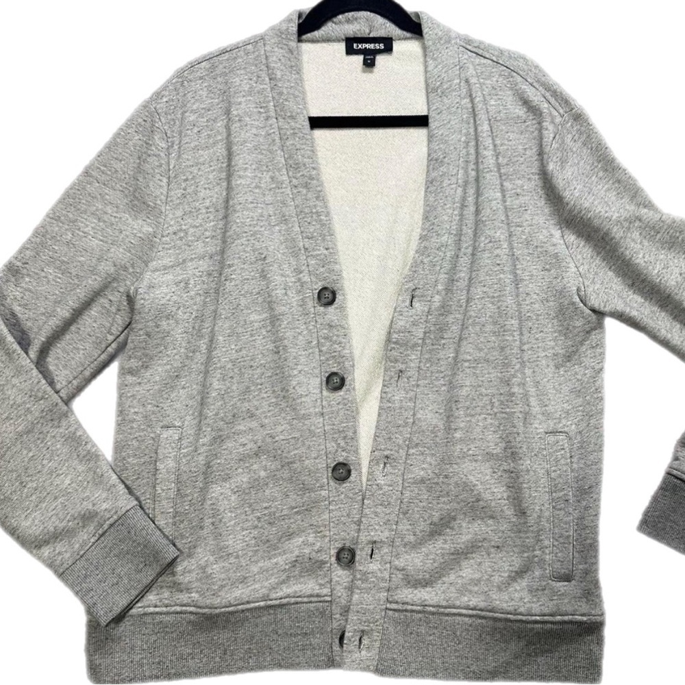 EXPRESS‎  grey cardigan size M Tall with pockets